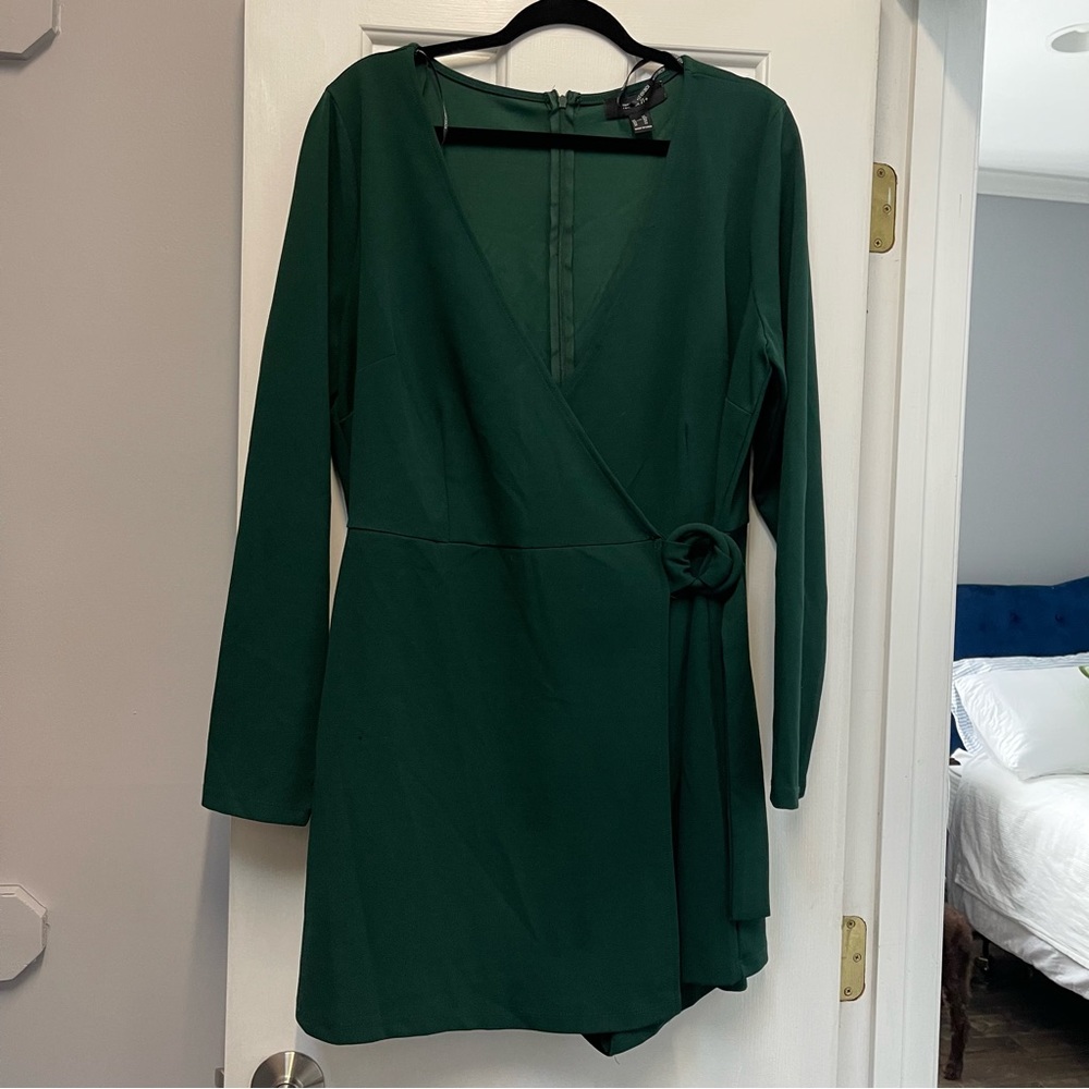 Forever 21 Plus Green Surplice Skort Dress 2X